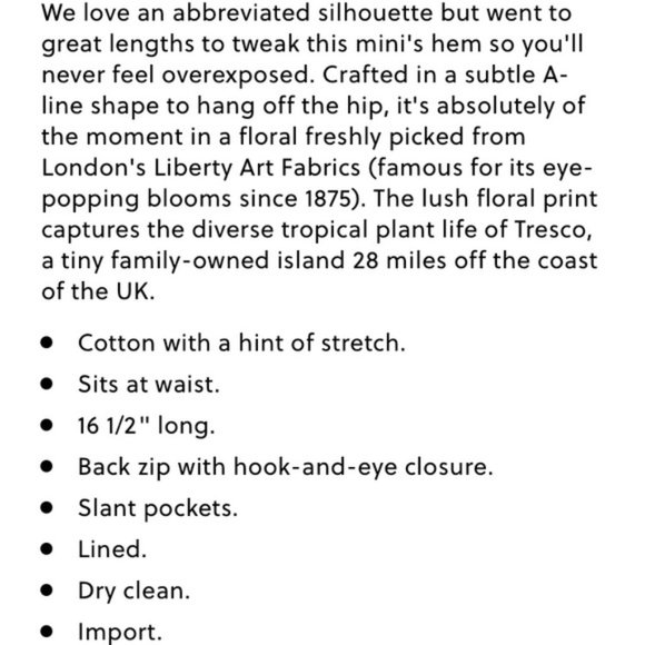 Liberty Art Fabrics for J. Crew Floral  Cotton Skirt - Picture 7 of 8